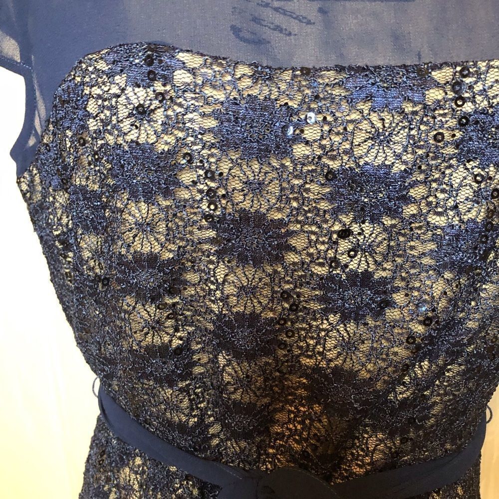 Julian Taylor Short Sleeve Sequin Lace Fit And Flare Dress - Picture 3 of 15